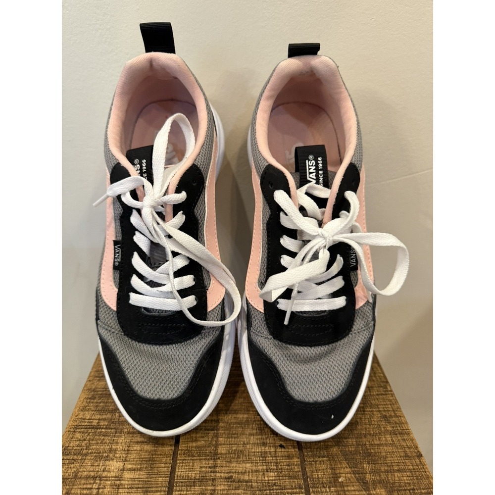 Vans Women Mesh Suede Lace Up Sneakers Gray Black Pink White Casual Shoes size 8